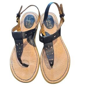 B.O.C. by Born - Charel Comfort Thong Buckle Sandals Black Size 8